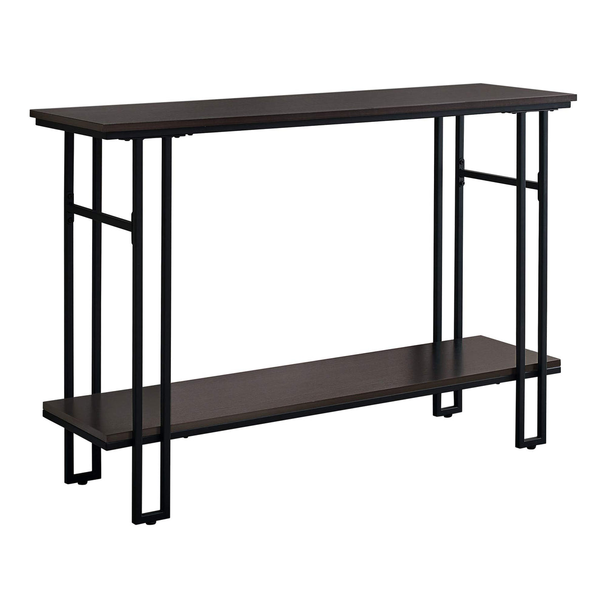 HomeRoots Espresso,Black Metal,Particle Board 48' Rectangular GreywithBlack Metal Hall Console Accent Table