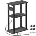 Tutotak Small Narrow Side Table With Charging Station, Skinny End Table For Small Spaces, Slim Nightstand With Usb Ports And Outlet, Sofa Beside Table With Wheels, Charcoal Grey Tb01By046