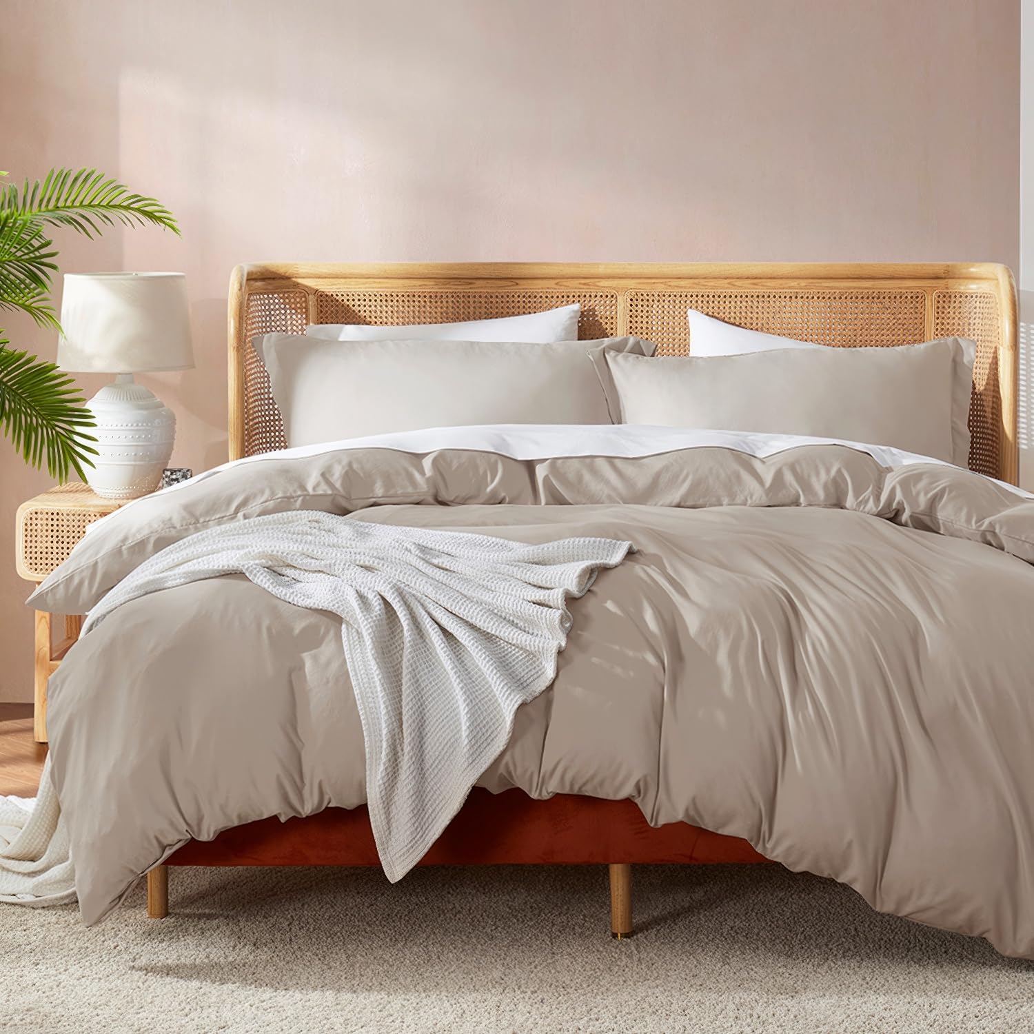 Nestl Linen Duvet Cover Queen Size - Soft Double Brushed Queen Duvet Cover Set, 3 Piece, With Button Closure, 1 Duvet Cover 90X9