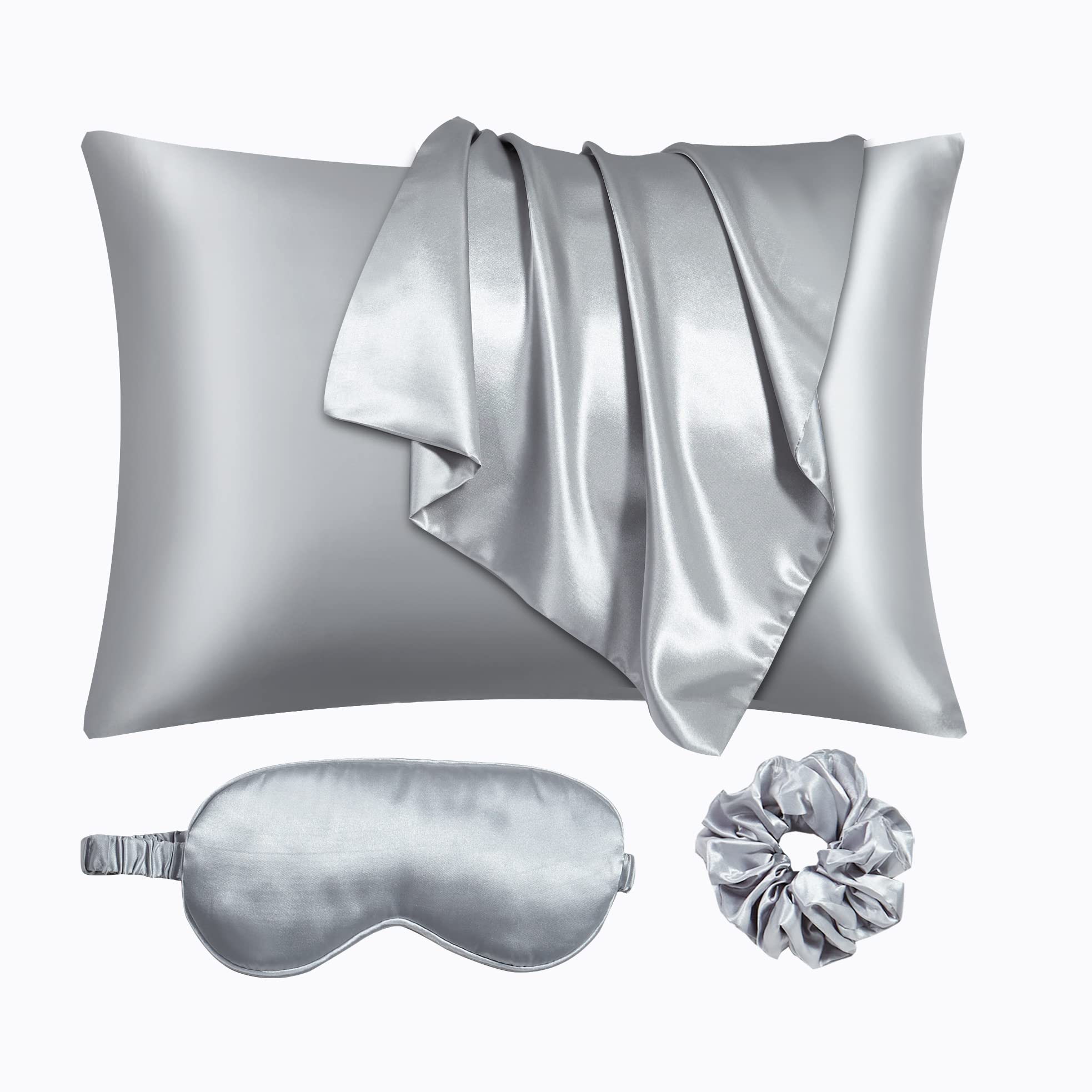 Urlinens Satin Pillowcase For Hair And Skin, Vegan Silk Pillowcase Set-2 Satin Pillowcases, 1 Eye Mask, 1 Scrunchie-Luxury Sleep