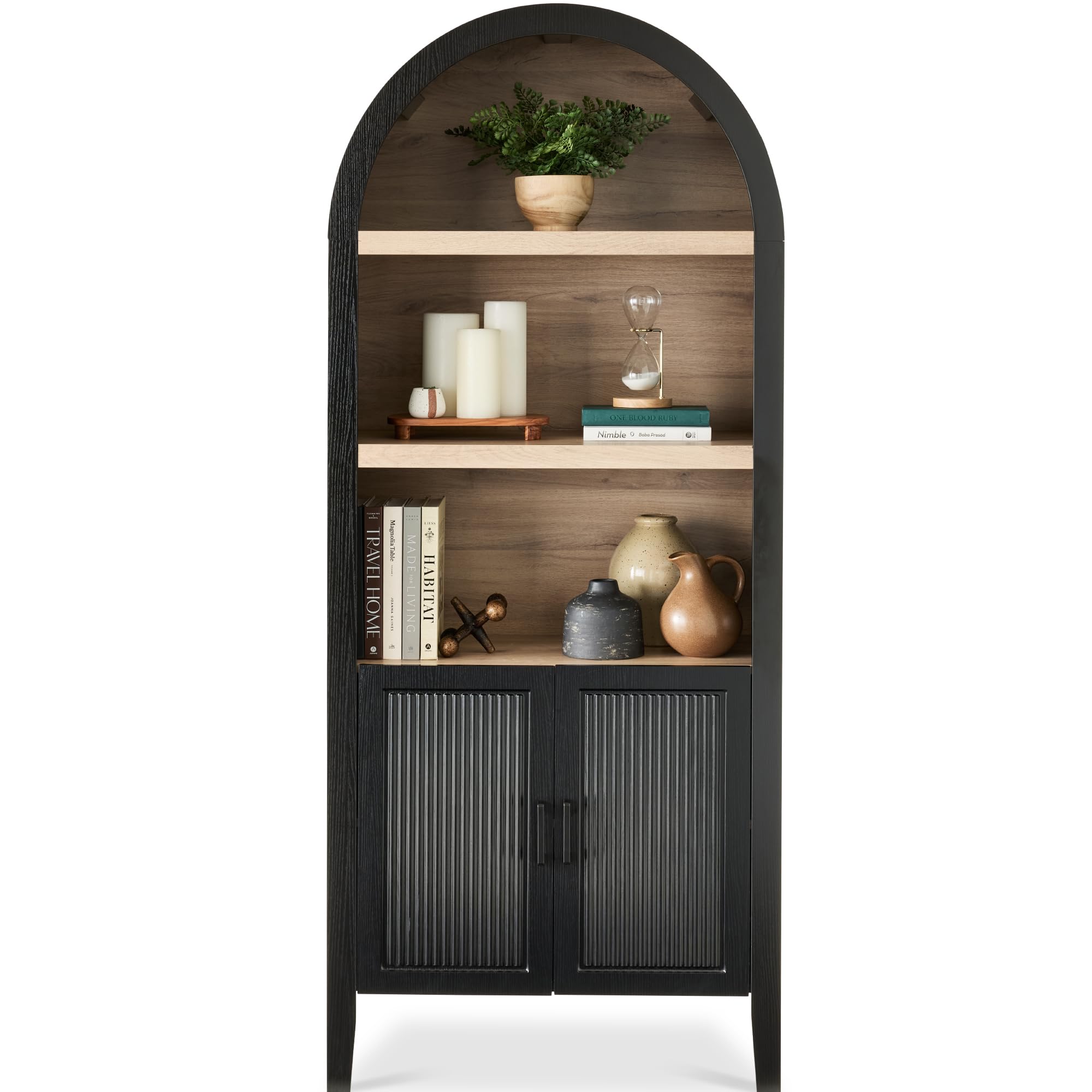 Best Choice Products 72in Tall Arched Pantry Cabinet w/Doors, 5-Tier Bookshelf, Armoire, Hutch, Bookcase, Storage Cabinet w/Adju