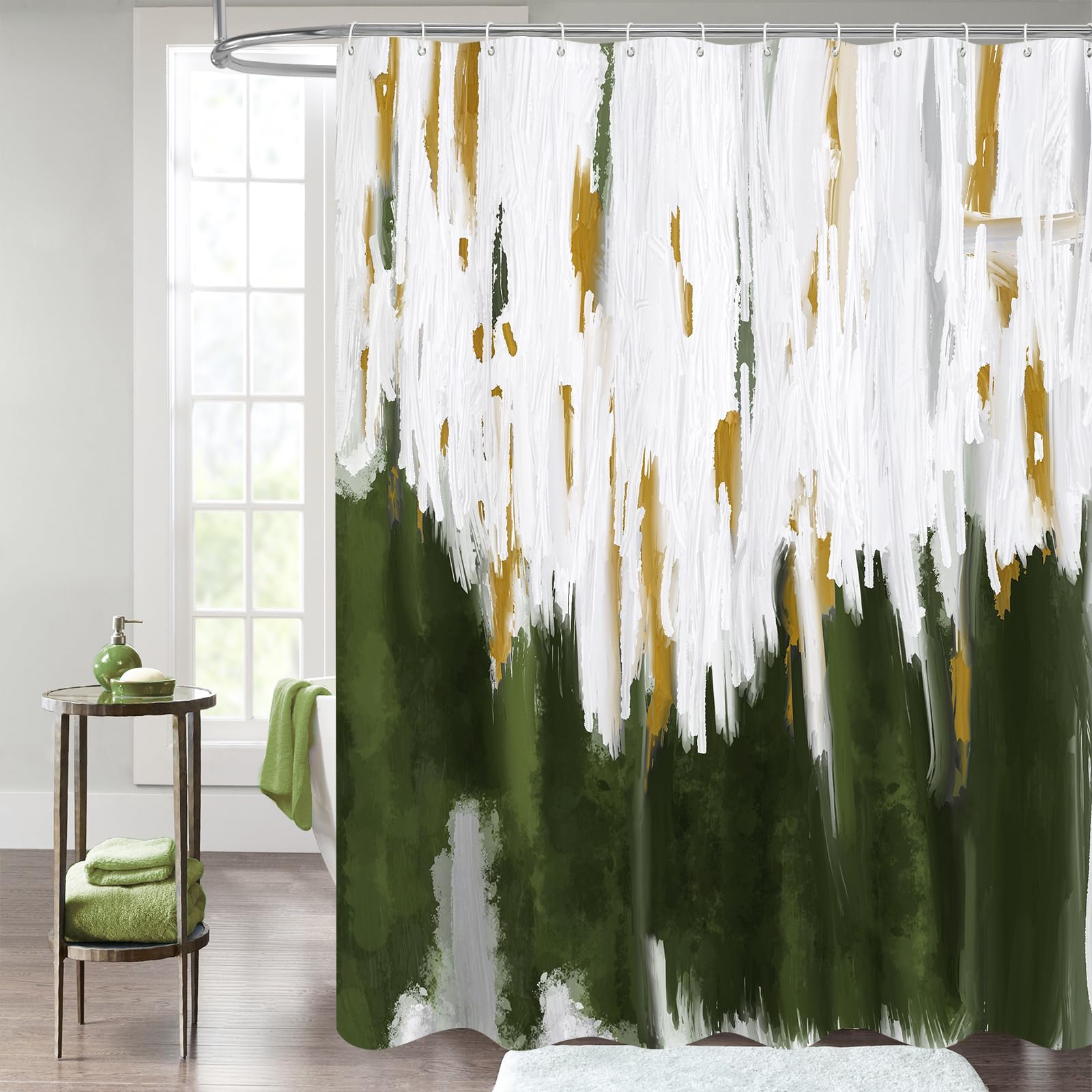 Mitovilla Abstract Ombre Shower Curtains For Chic Modern Bathroom Decor, Graffiti Vintage Fabric Shower Curtain, Brush Strokes O
