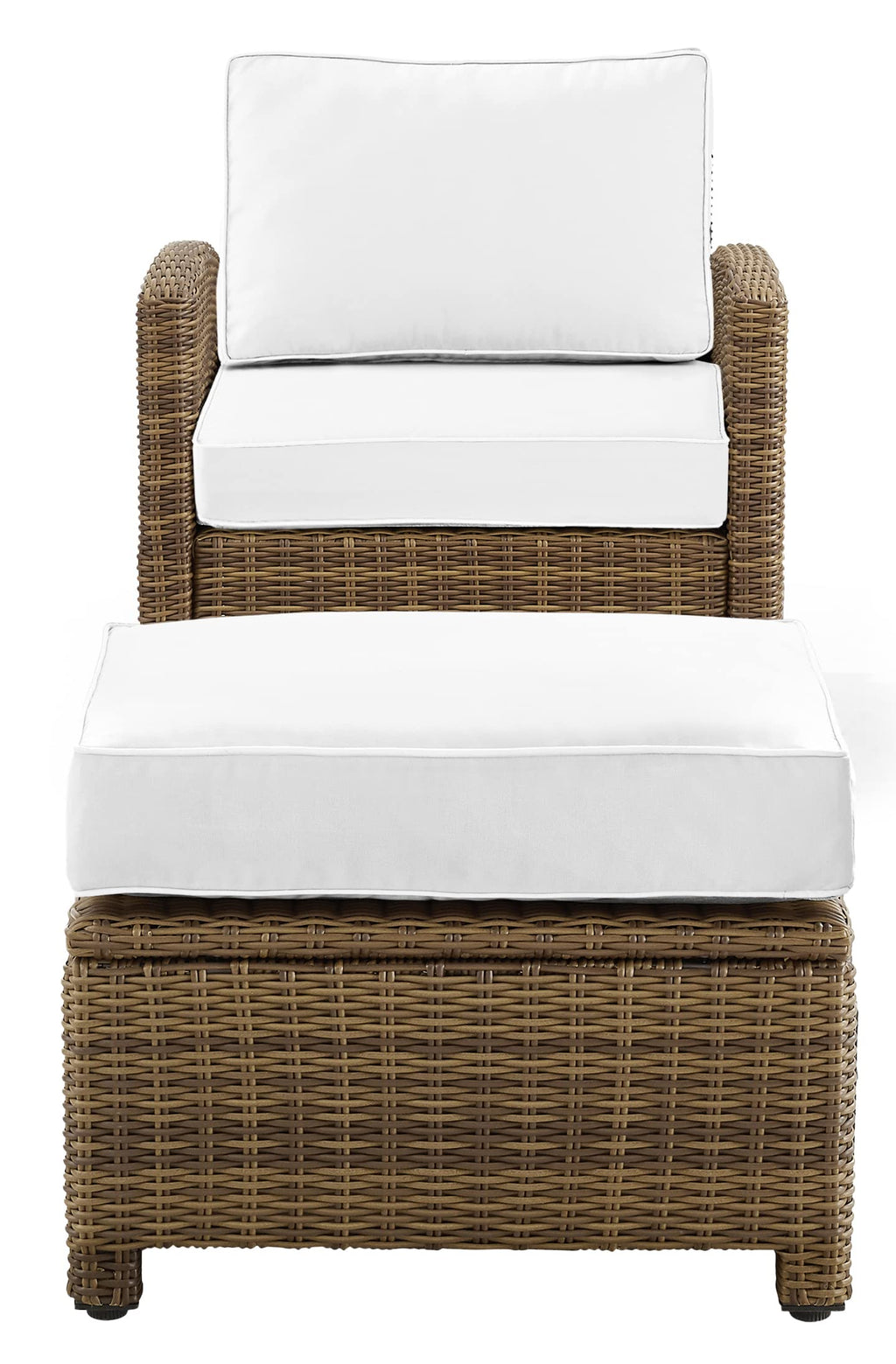 Crosley Furniture Bradenton 2-Piece Outdoor Chair and Ottoman Set, Wicker Patio Conversation Sets for Porch, Brown with Sunbrella Cushions