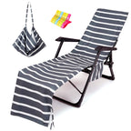 Vocool Beach Chair Towel Chaise Lounge Cover With Pockets Pool Chair Towel For Outdoor Patio Garden-Gray