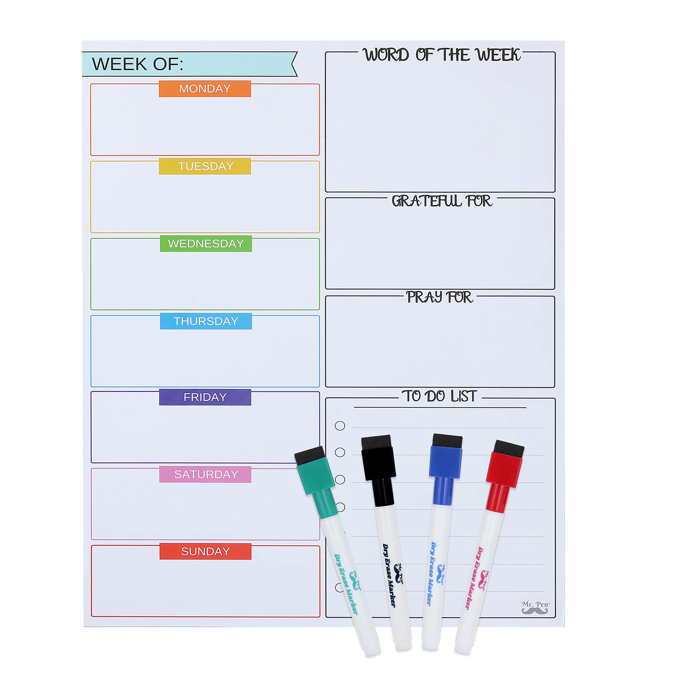 Mr. Pen- Magnetic Dry Erase Weekly Calendar For Fridge, 14.7 X 11.8, Weekly Dry Erase Board, Weekly Whiteboard, Magnetic Weekly