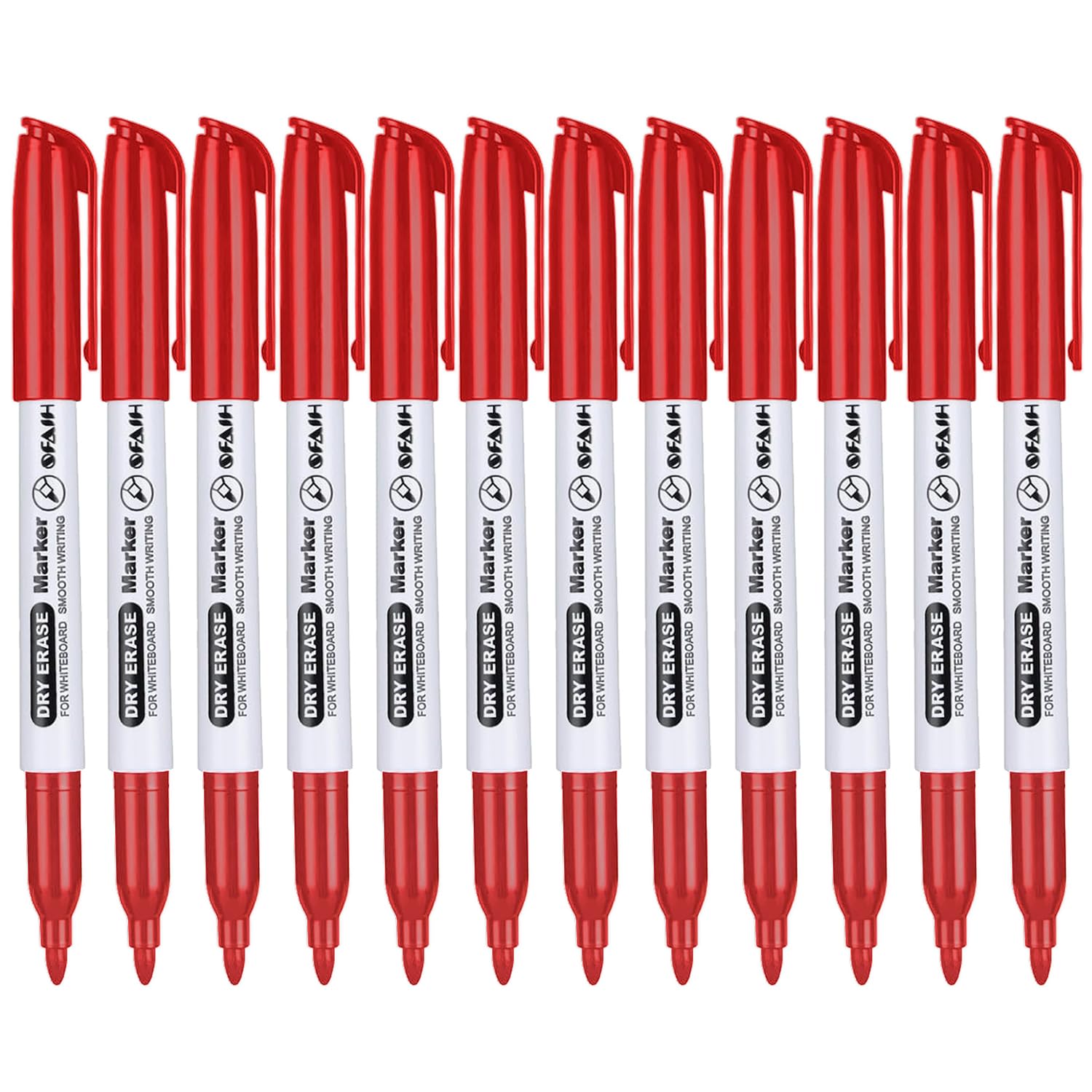 Sfaih Fine Tip Dry Erase Markers - 12 Pack Red Whiteboard Erasable Markers Bulk For Kids Adults, Ideal For Classroom School Offi