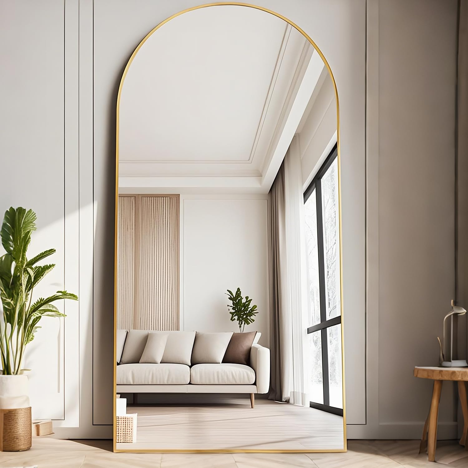 TinyTimes 71  x30   Oversized Arched Full Length Mirror Large Full Body Floor Mirror with Stand for Hanging, Big Full Size L