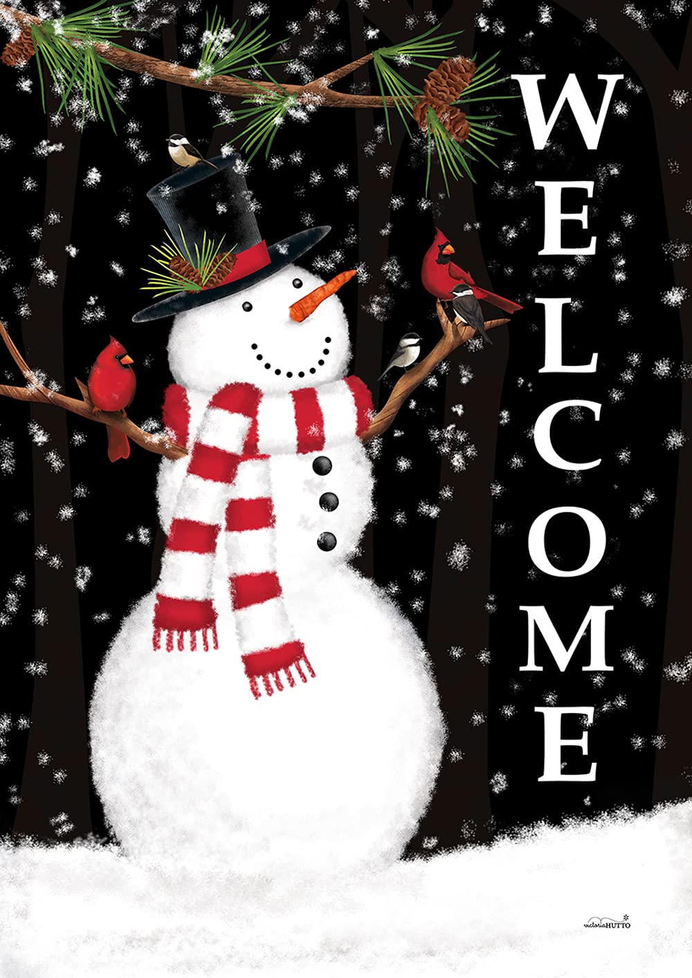 Toland Home Garden 28X40 Inch Double Sided Garden Flag Winter Flag, Forest Snowman Welcome Winter Garden Flag House Flag For Out