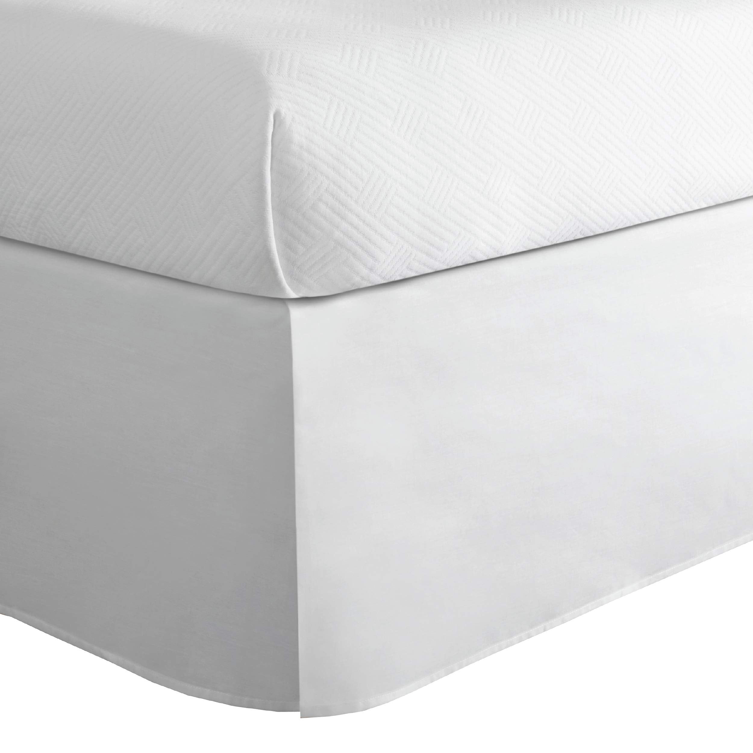 Today? Home Classic Tailored Bed Skirt Dust Ruffle, Cotton Blend Design, 14' Drop Length, Twin, White