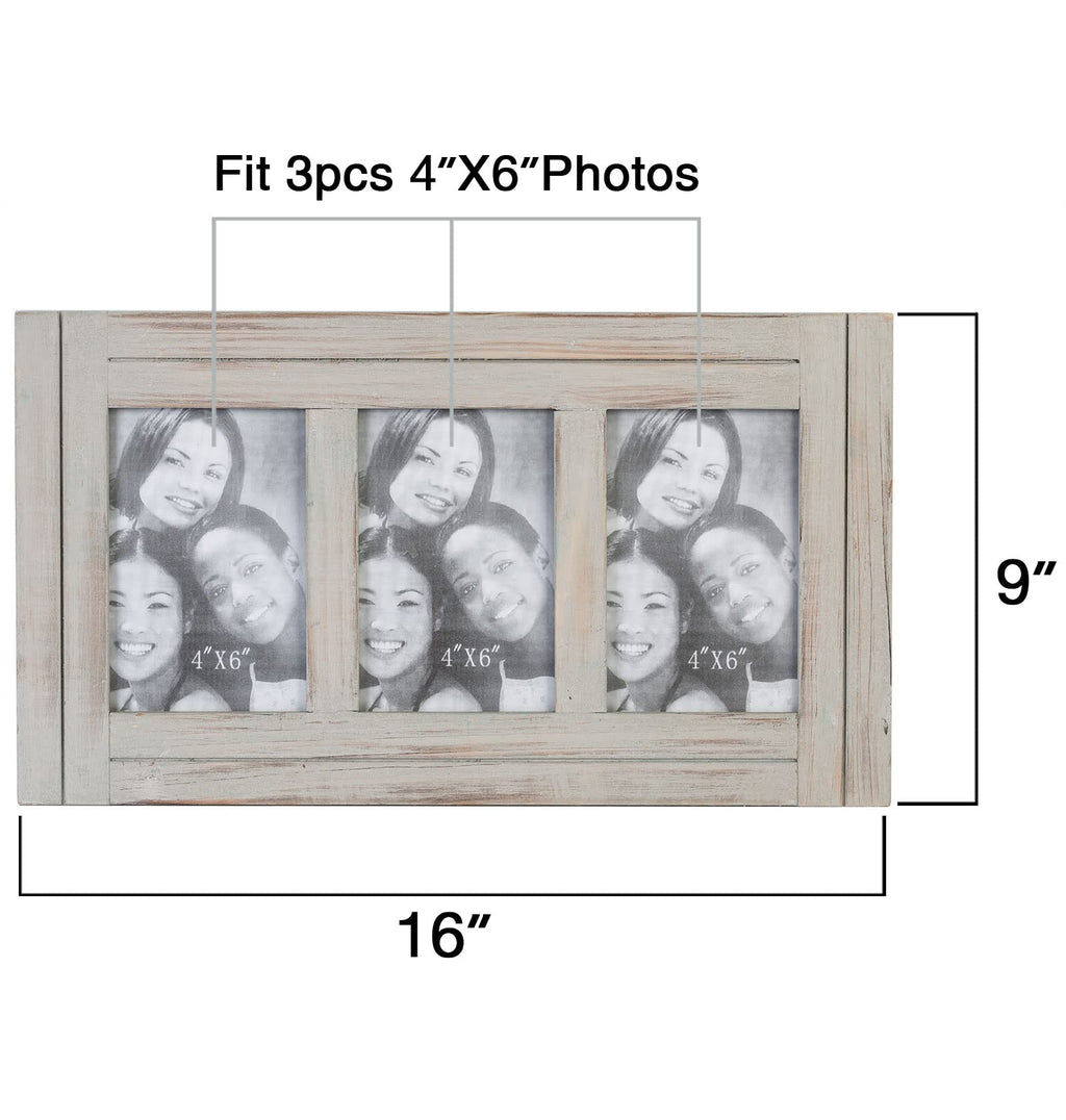 Ritesune Distressed 4X6 Picture Frame, 3 Photo Frames Collage Picture Frames For Wall Rustic Home Decor, Present For Birthday, A