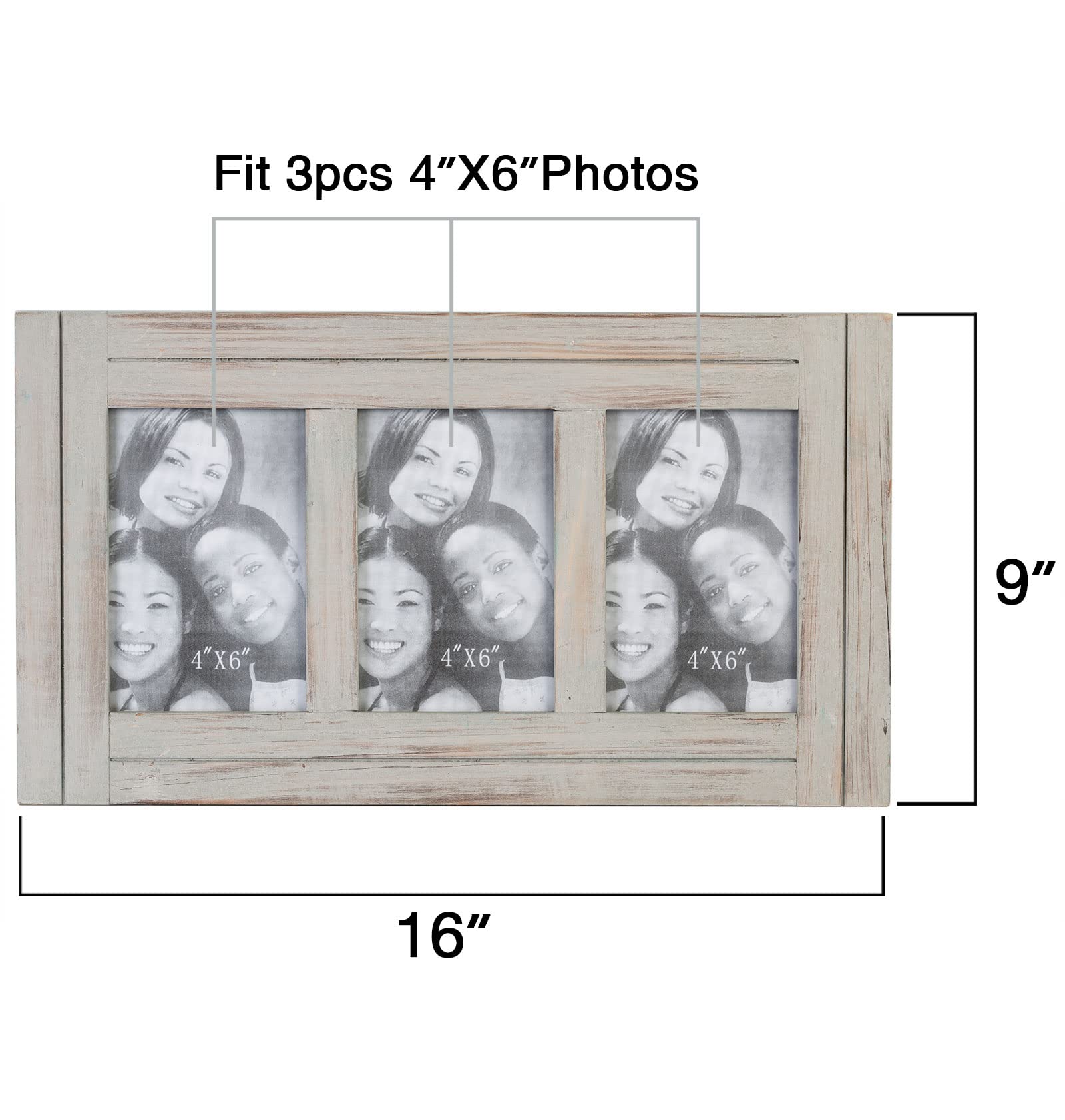 Ritesune Distressed 4X6 Picture Frame, 3 Photo Frames Collage Picture Frames For Wall Rustic Home Decor, Present For Birthday, A