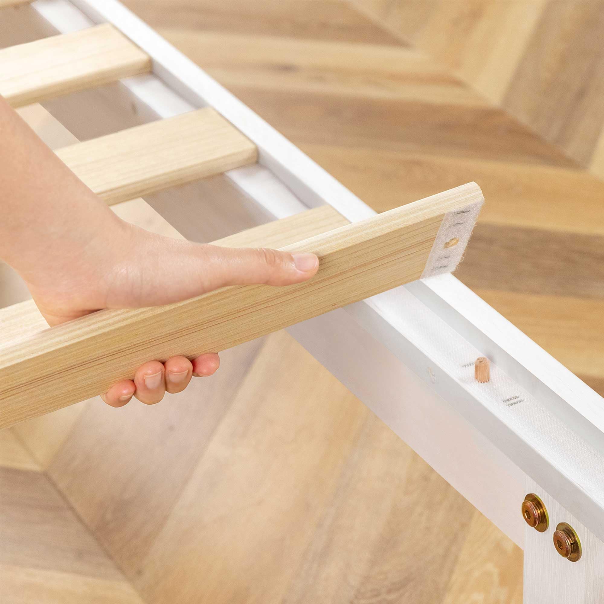 Mellow Naturalista Grand 12 Inch Solid Wood Platform Bed With Wooden Slats, Easy Assembly, Queen, White