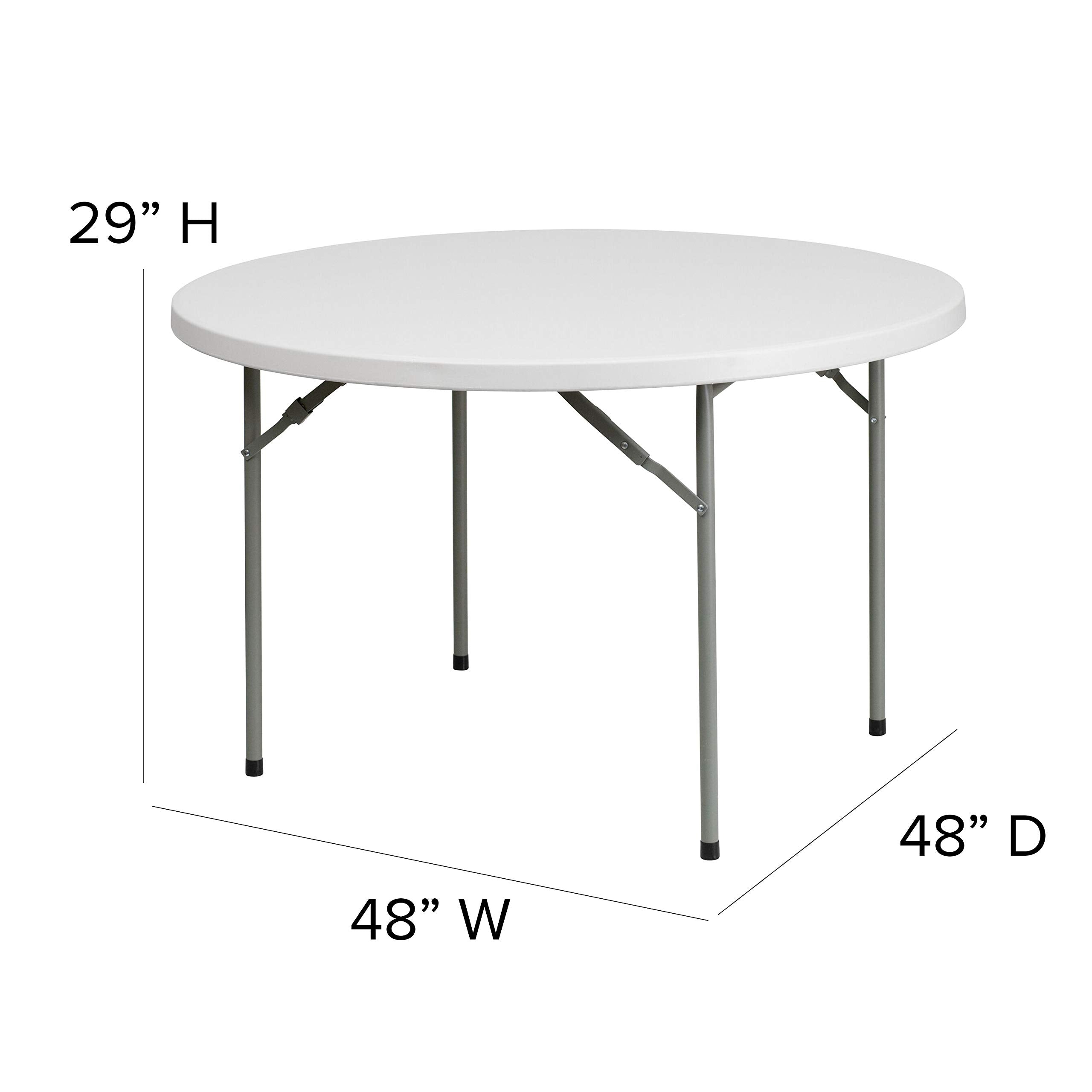 Flash Furniture Kathryn 4' Round Plastic Folding Event Table for Parties and Trade Shows, Portable Indoor/Outdoor Event Banquet Table, White
