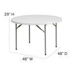 Flash Furniture Kathryn 4' Round Plastic Folding Event Table for Parties and Trade Shows, Portable Indoor/Outdoor Event Banquet Table, White