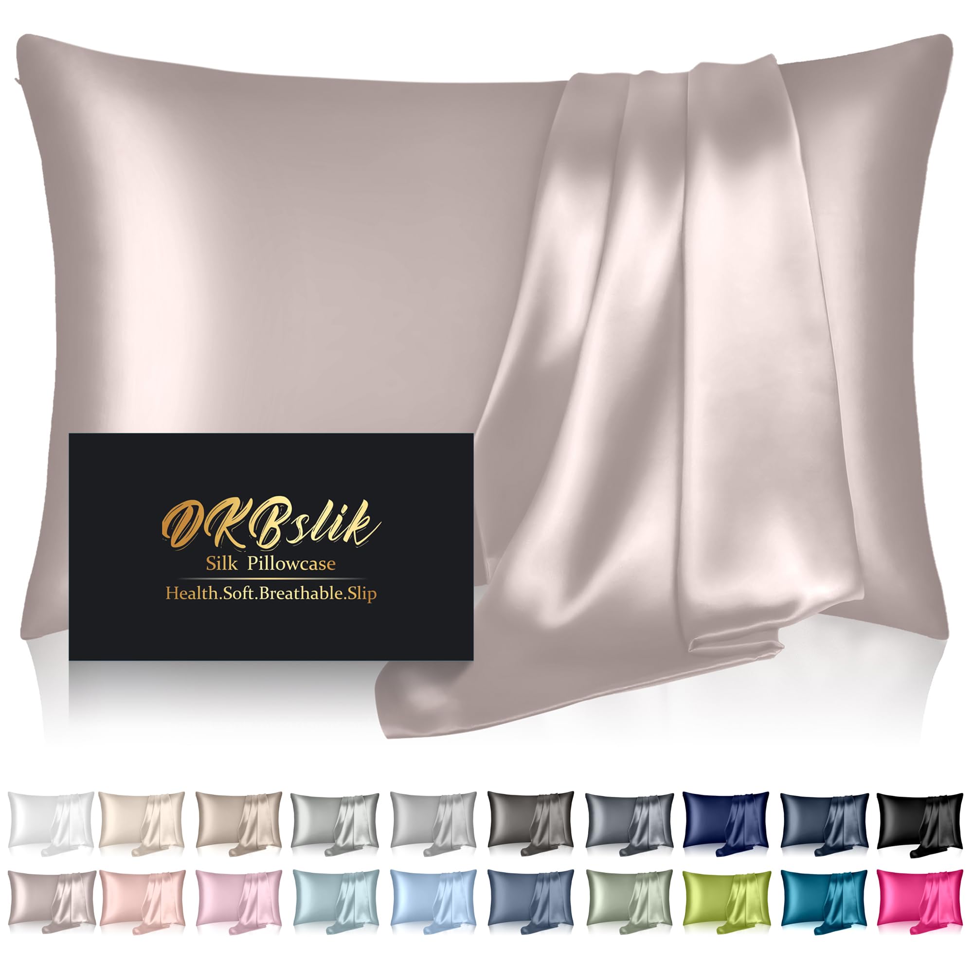 Mulberry Silk Pillow Cases Standard Size, Silk Pillowcase For Hair And Skin, Both Sides Natural Silk Satin Pillowcase For Sleepi