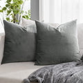 Quafoo Grey Couch Velvet Throw Pillow Covers 16X16 Inch Set Of 2 With Zipper Decorative Luxury Soft Solid Rectangle Cushion Cove