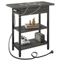 LIDYUK End Table with Charging Station, Flip Top Side Table with USB Ports and Outlets, Nightstand for Small Spaces, Bedside Tab