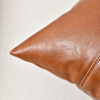 Fancy Homi 2 Packs Brown Boho Long Lumbar Faux Leather Decorative Throw Pillow Covers 14X24 Inch For Living Room Couch Bed, Hand