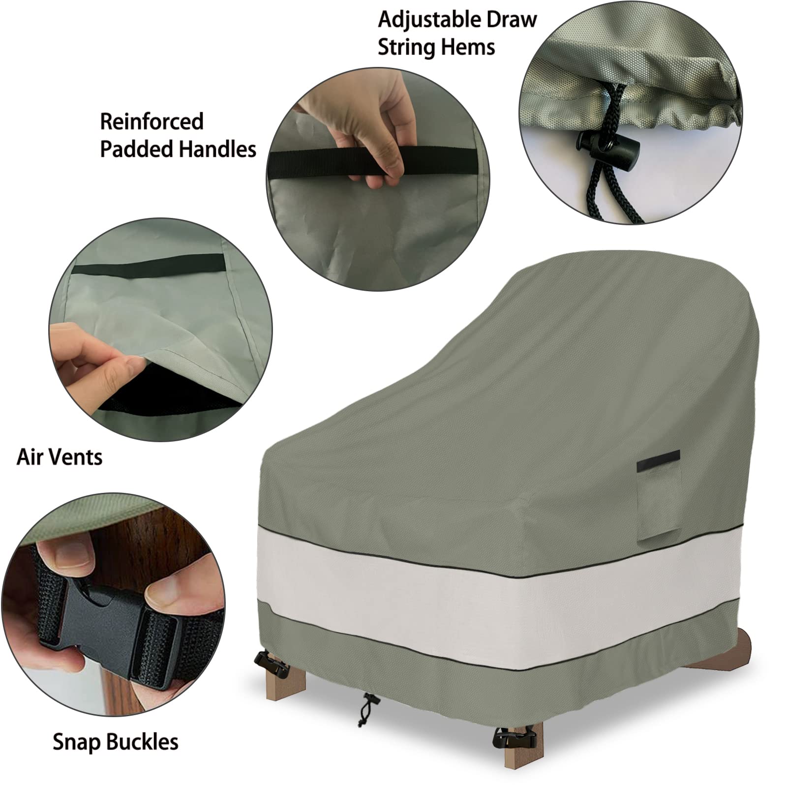Outdoor Adirondack Chair Cover 2 Pack,Waterproof 100% Patio Chair Covers,30W X 34 D X 36 H Inches,Patio Adirondack Chair Cover For Outdoor Chair -Grayish Green