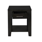 Lilola Home Bruno Ash Gray Wooden End Table with Tempered Glass Top and Drawer