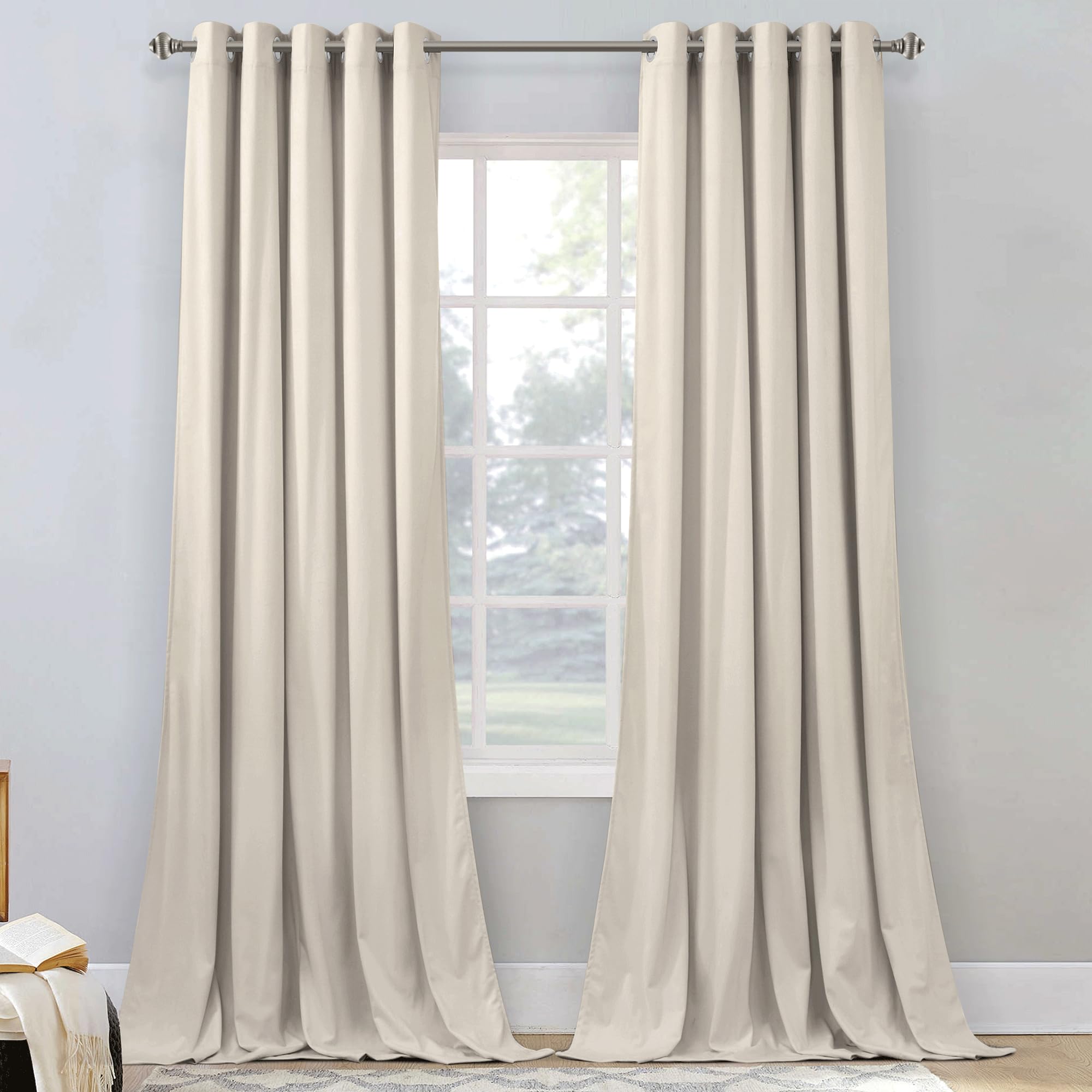 Stangh Beige Bedroom Velvet Curtains 84 Inches Long 2 Panels, Light Blocking Luxury Drapes Thermal Insulated For Kid Nursery, So