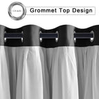 Hiasan Black Blackout Curtains With White Sheer, Mix & Match Double-Layer Thermal Insulated Sun Blocking Grommet Window Curtains