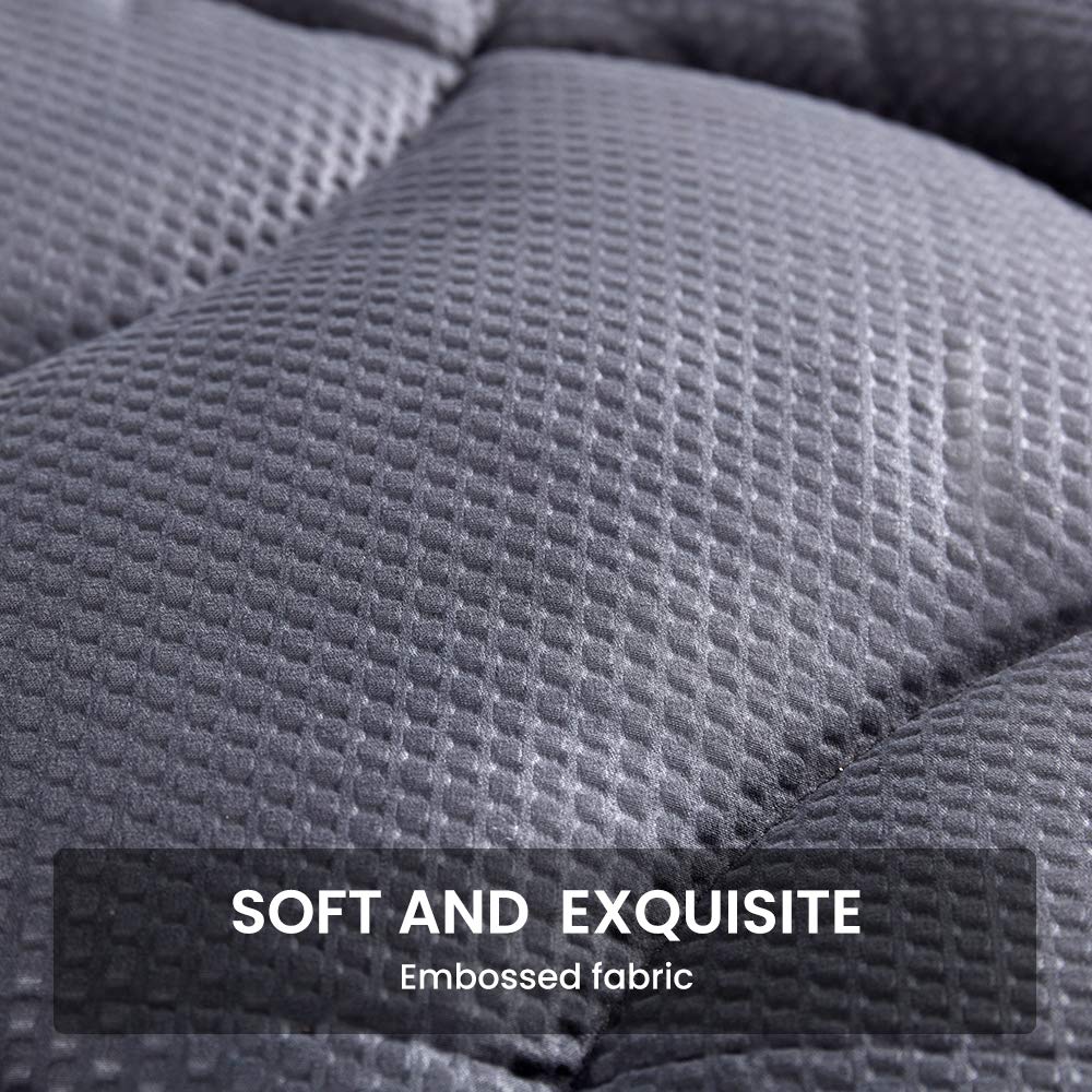 Sleep Zone Full Size Cooling Mattress Pad For Double Bed, Premium Zoned Quilted Mattress Topper, Wrap Around Mattress Protector Cover, Machine Wash Durable, Deep Pocket 8-21 Inch (Grey, Full)