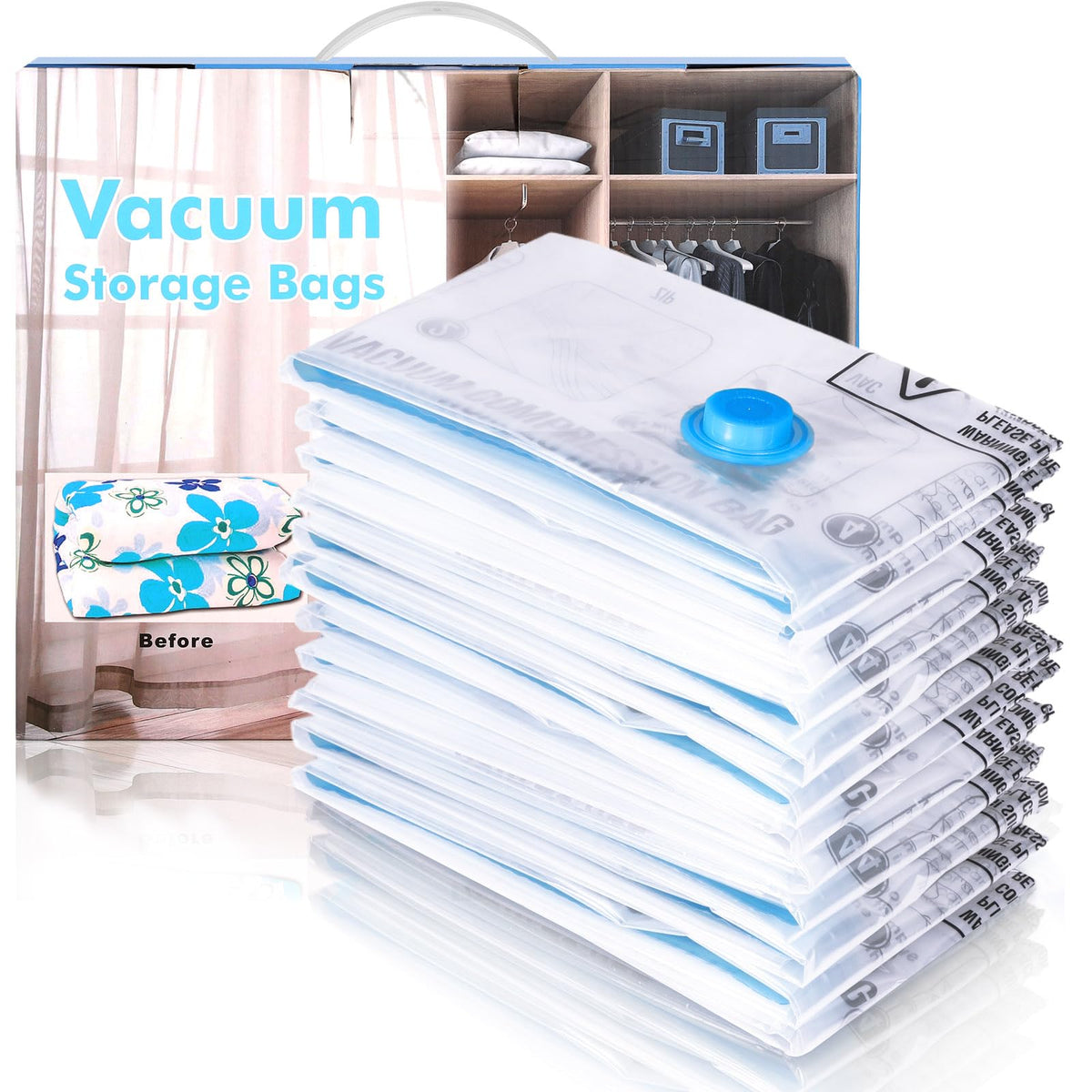 Dntorx 12 Pack Jumbo Vacuum Storage Bags, 40 X 31 inch Space Saving Bags Vacuum Seal Bags for Clothing, Pillows, Blankets, Comfo