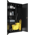 Lorell, Llr00018, 4-Shelf Steel Janitorial Cabinet, 1 Each, Black