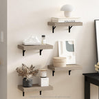 Furinno Tanna 15-Inch Wall Mounted Floating Display Shelves, Natural, Set of 4