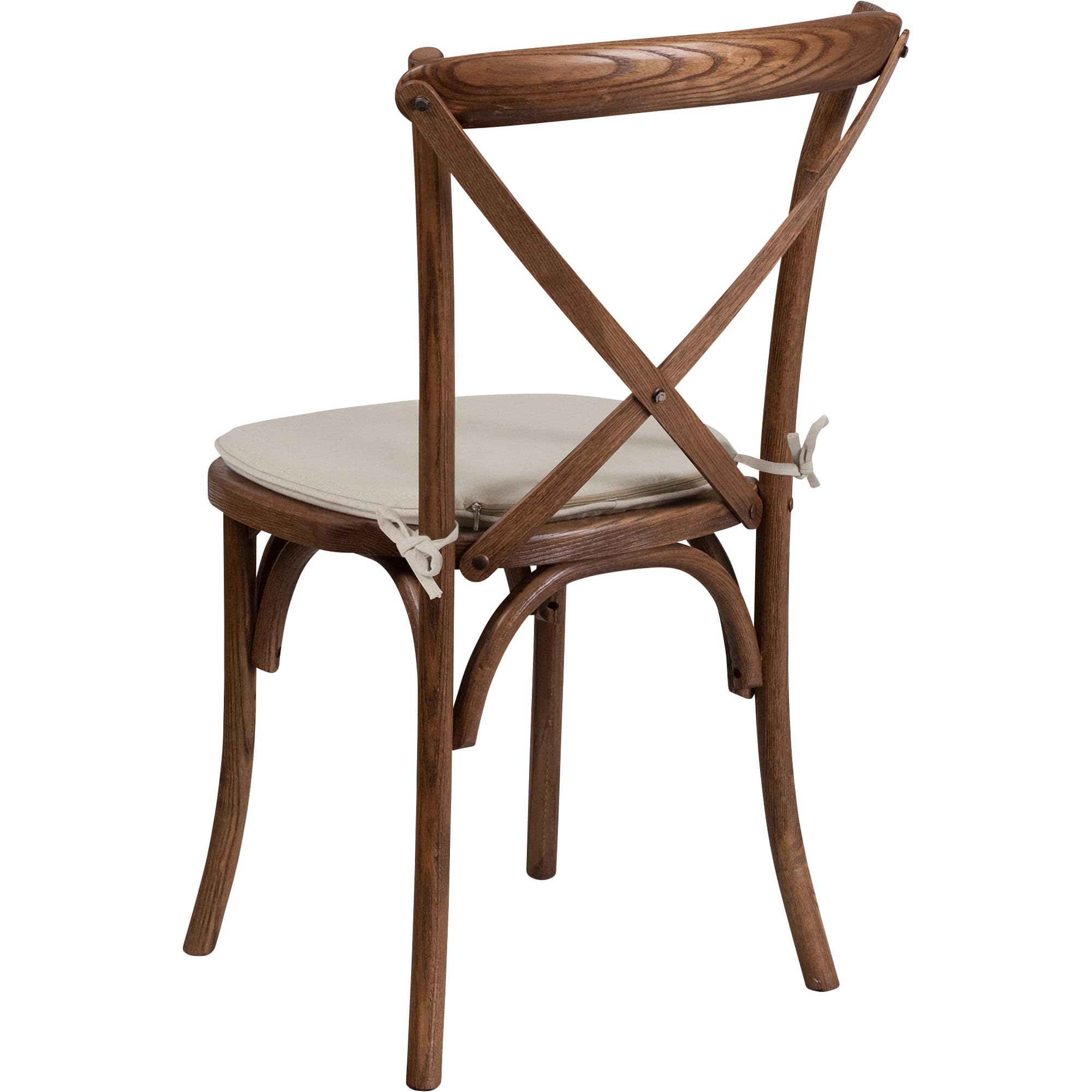 Flash Furniture Hercules Series Stackable Pecan Wood Cross Back Chair With Cushion