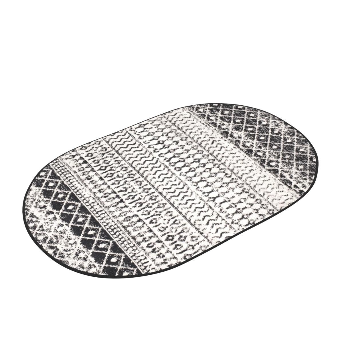 Livabliss Chester Boho Moroccan Area Rug,6'7'' X 9' Oval,Black