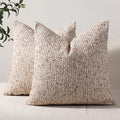 Dezene Striped Throw Pillow Covers 16X16 Set Of 2 Beige Textured Boucle Chic Morden Boho Accent Farmhouse Square Decorative Couc