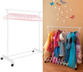 Boottique Child Garment Rack- Kids Closet Organizer- with Childrens Velvet Hangers (White Rack with 10 Pink Hangers)