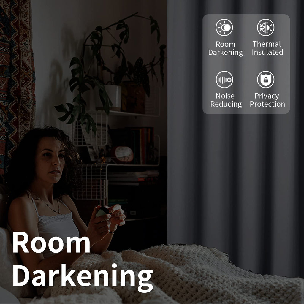 Bgment Fashion Sliding Door Curtain 100 X 96 Inches, Wide Thermal Blackout Curtains Room Darkening Room Divider Window Curtain, 1 Panel, Light Grey, 96 Length X Wide 100