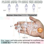 Konohaelf Ceramic Christmas Tree Replacement Lights Bulbs, Clear White Medium Twist Plastics Pegs Ornaments For Ceramic Tree(87
