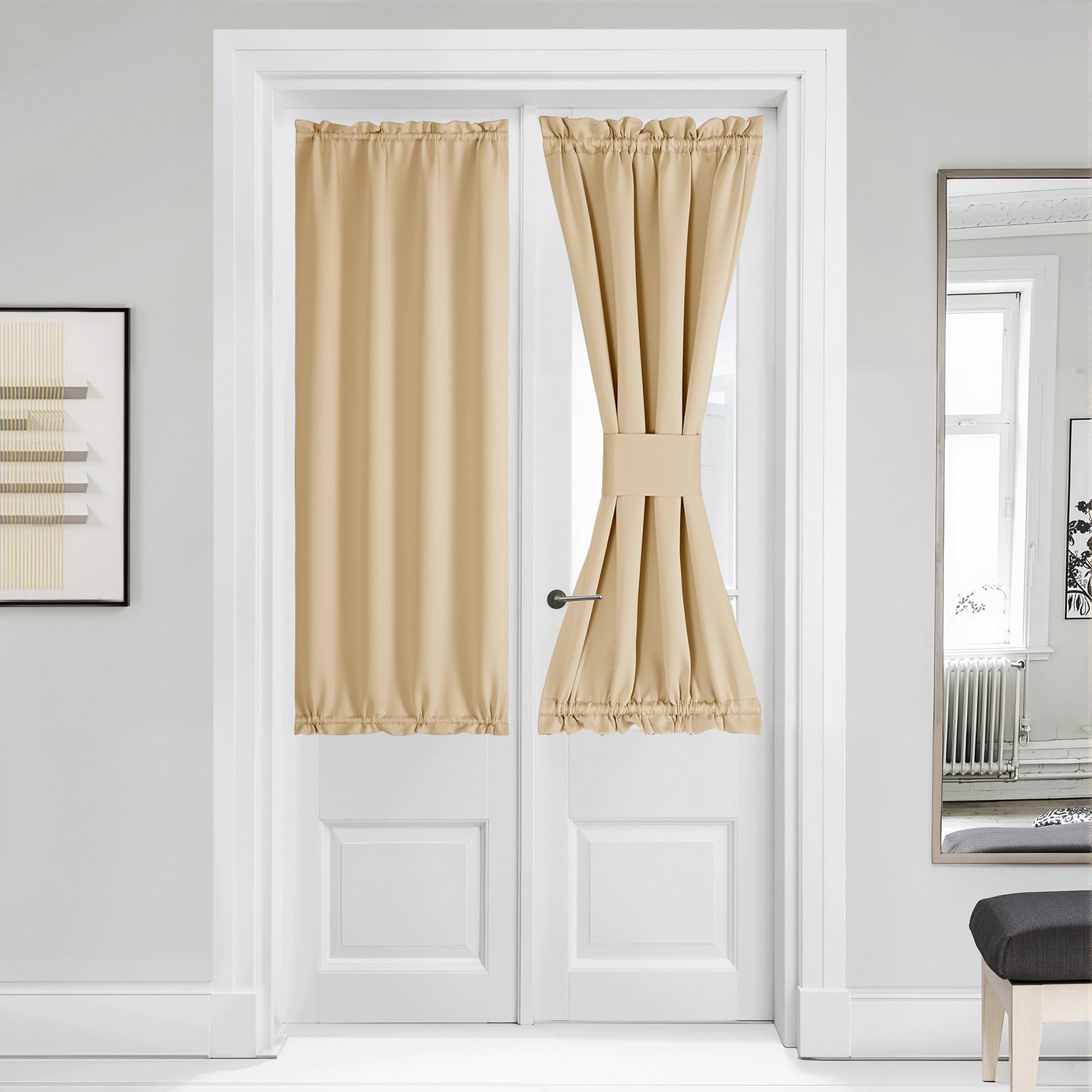 NICETOWN French Door Curtain for Door Window, Privacy Thermal Insulated Window Covering for Patio Front Sidelight Panel, W36 x L