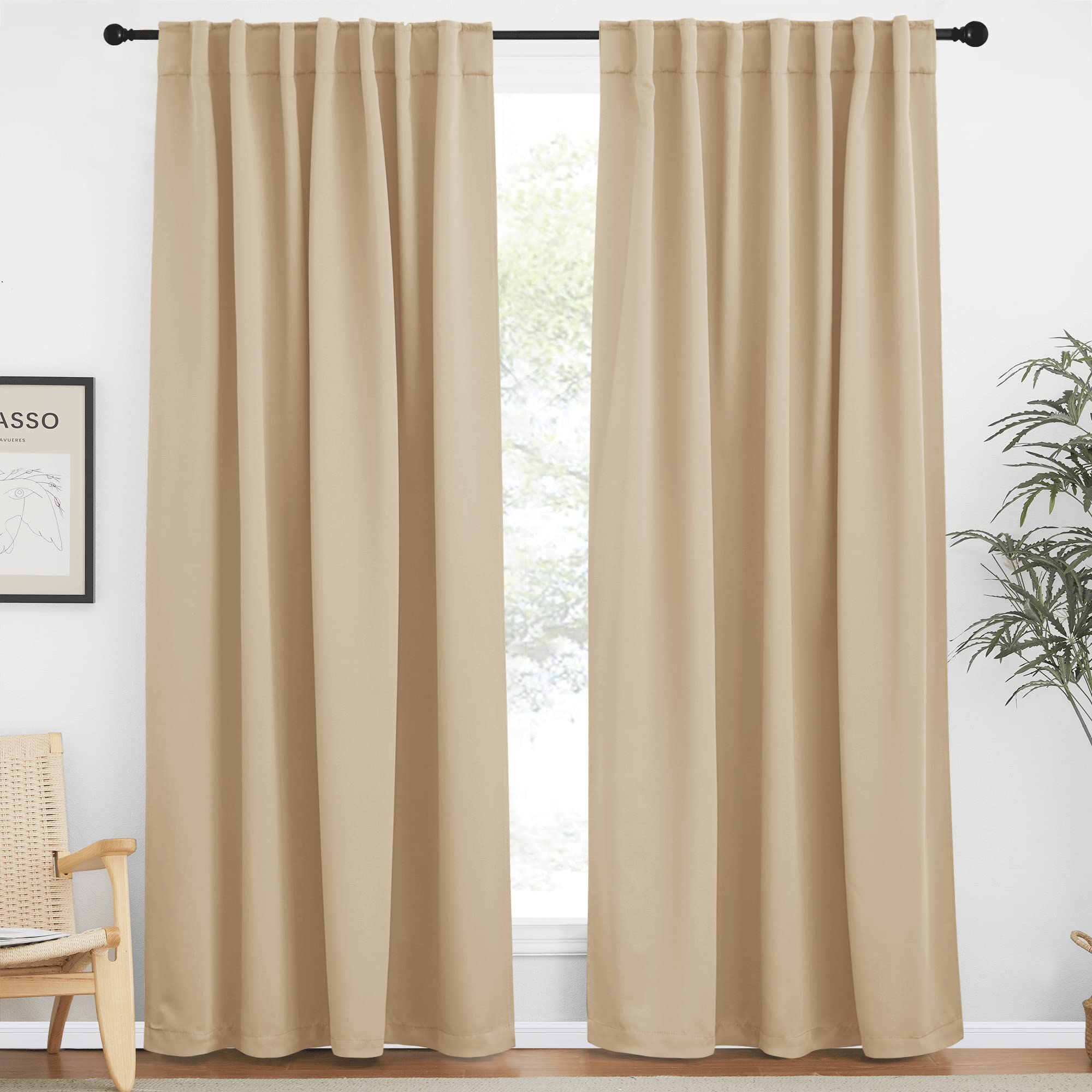 Nicetown Window Treatment Elegant Curtains - (Biscotti Beige Color) 62 Width X 84, 1 Pair, Curtains And Drapes For Bedroom