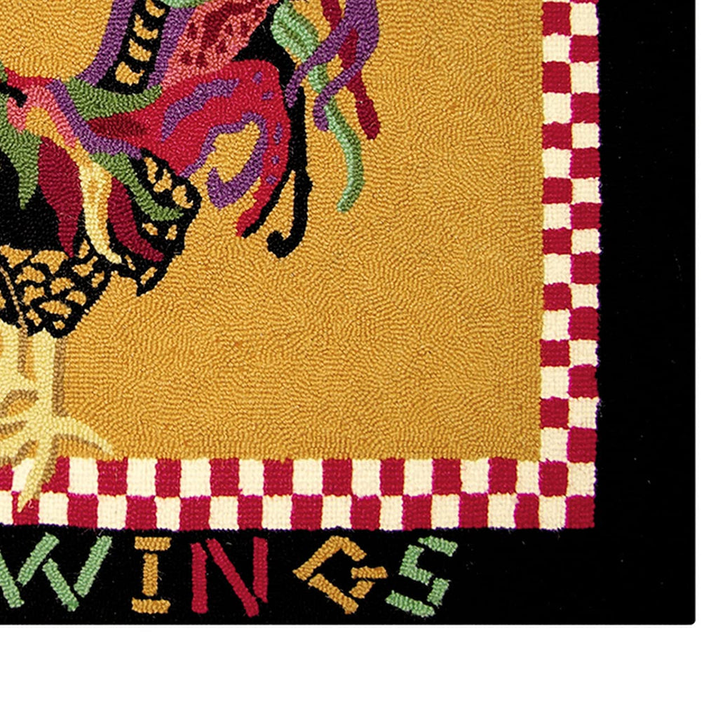 C&F Home Hot Wings Rooster Chicken French Country Western Farm Orange Wool Handcrafted Premium Hooked Indoor Area Rug 24 X 36 Or