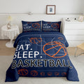 Feelyou Basketball Bedding Set for Girls Boys Kids Full Size Navy Blue Comforter Basketball Pattern Comforter Set Sport Game Bal