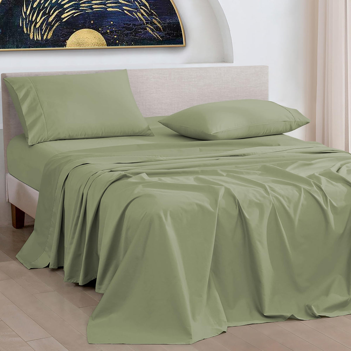 URBANHUT 1000 Thread Count California King Size Egyptian Cotton Sheets, Long Staple Soft & Breathable, 4 Pc Bed Sheet Sets for C