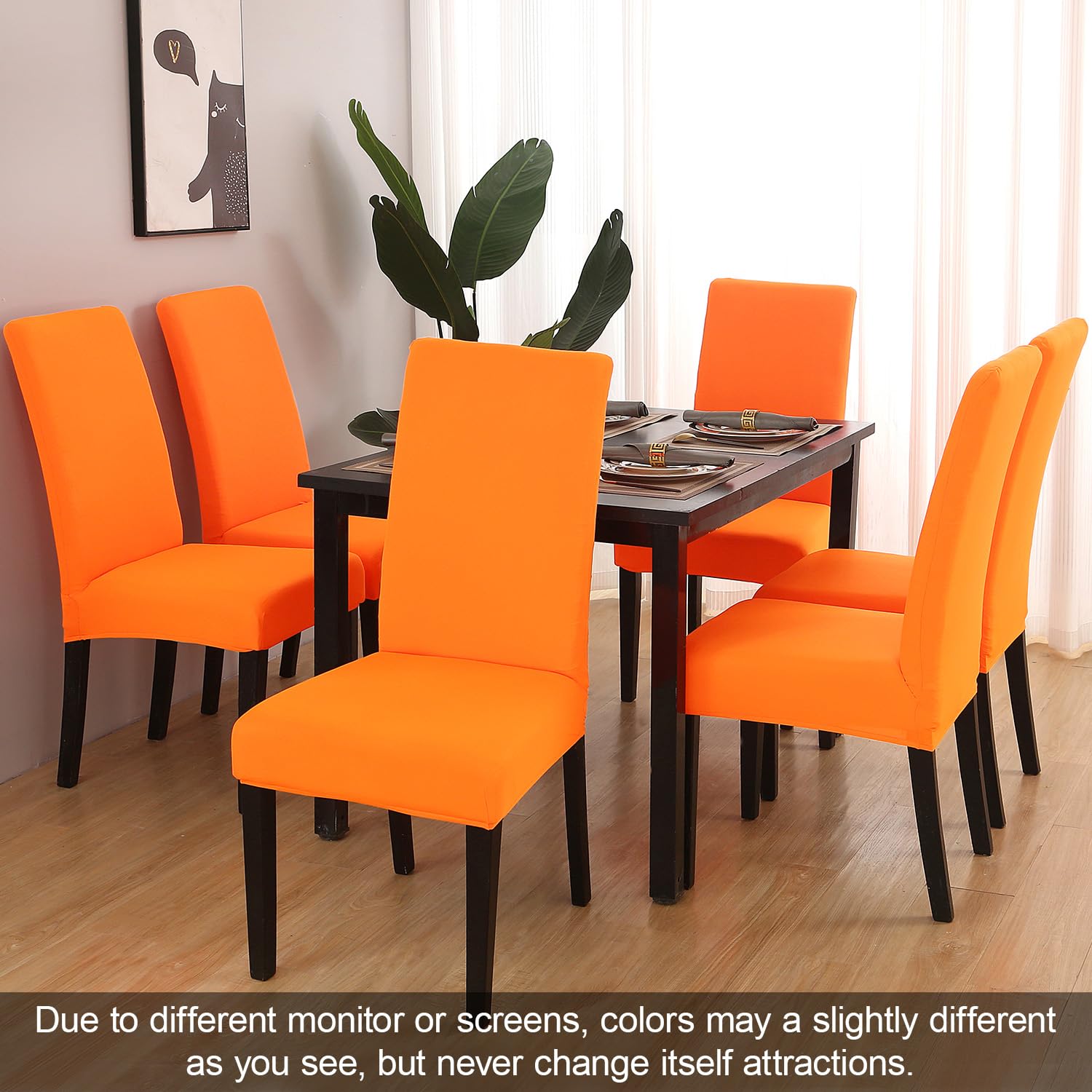 Jqinhome Dining Chair Slipcover, High Stretch Removable Washable Chair Seat Protector Cover Set Of 6,Chair Covers For Halloween