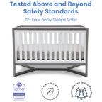 Delta Children Tribeca 4-In-1 Convertible Crib, White/Grey