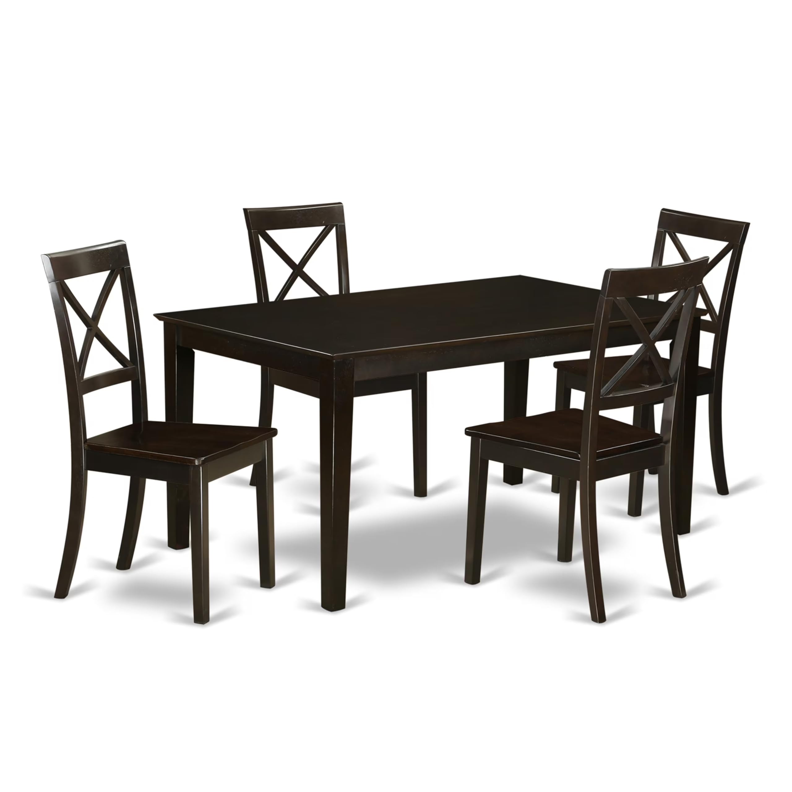 East West Furniture CAB5S-CAP-W 5 Piece Dining Set Includes a Rectangle Dinner Table and 4 Kitchen Dining Chairs, 36x60 Inch, Cappuccino