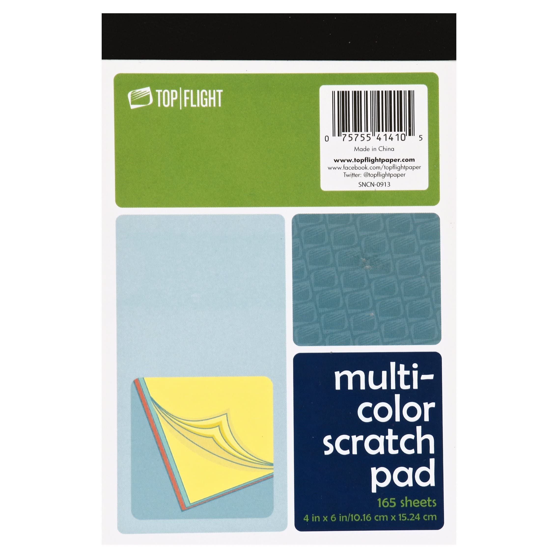 Top Flight Scratch Pads, 4 X 6 Inches, Multi-Colored Paper, 165 Sheets Per Pad (4650124)