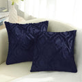 Decoruhome Decorative Throw Pillow Covers 20X20, Soft Plush Faux Wool Couch Pillow Covers For Home, Set Of 2, Navy Blue