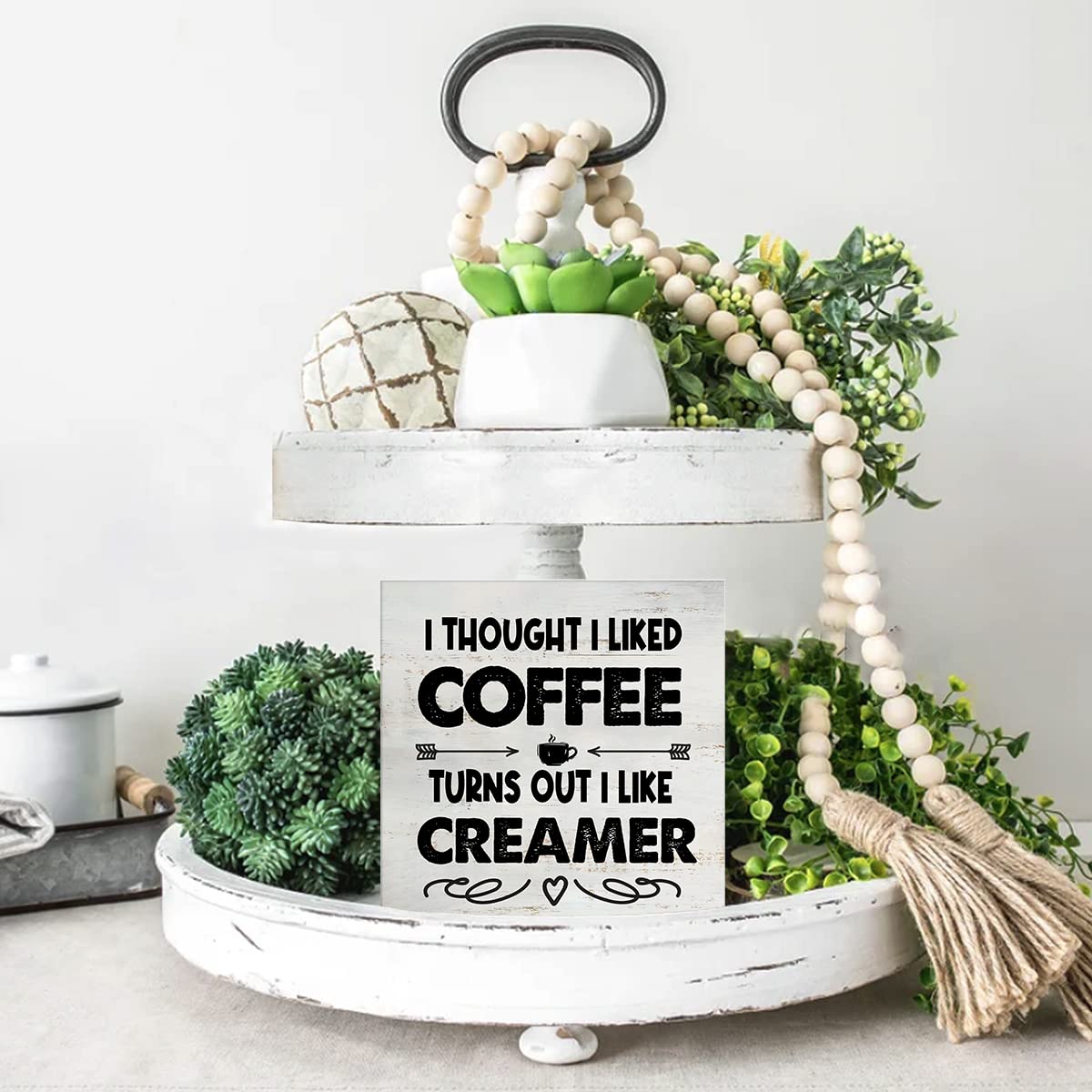 Rustic Coffee Wood Box Sign I Thought I Liked Coffee Turns Out I Like Creamer Wooden Box Sign Home Kitchen Coffee Bar Desk Shelf