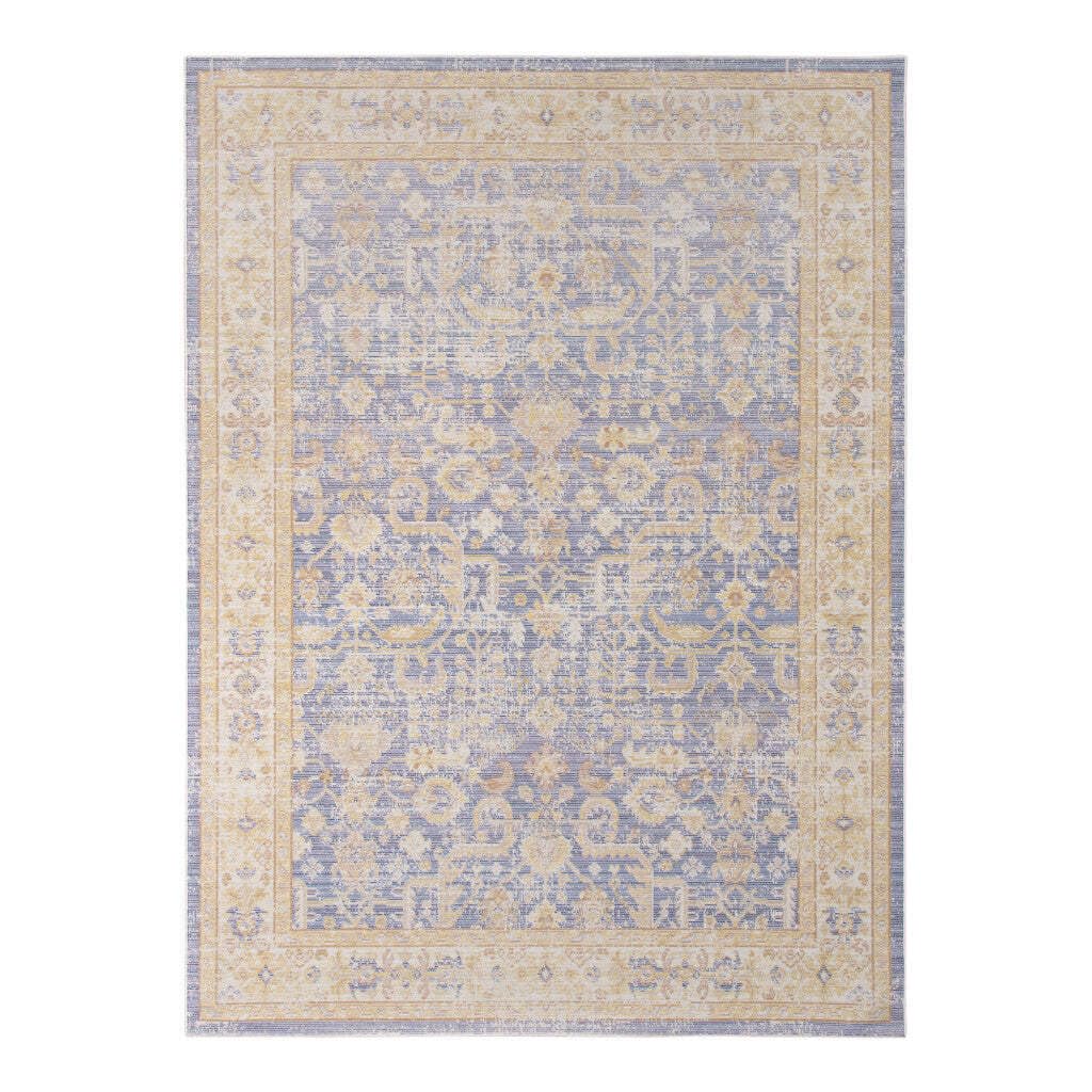 HomeRoots 531984 8 x 10 ft. Lavender & Blue Floral Power Loom Rectangle Area Rug