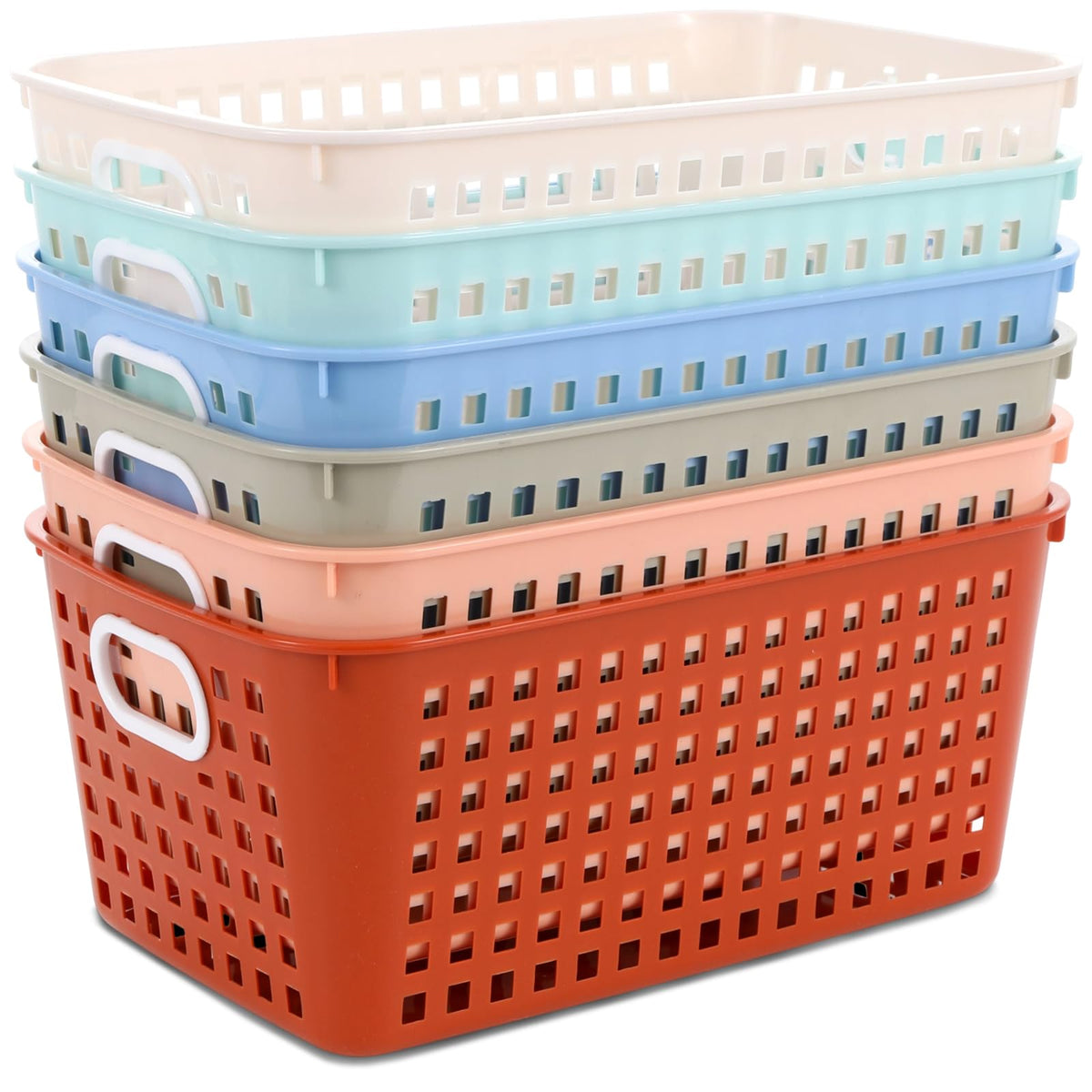 gisgfim 6 Pack Medium Plastic Book Baskets 11  7.5  4.5 inches Classroom Storage Baskets for Papers Book Storage Plastic Bas