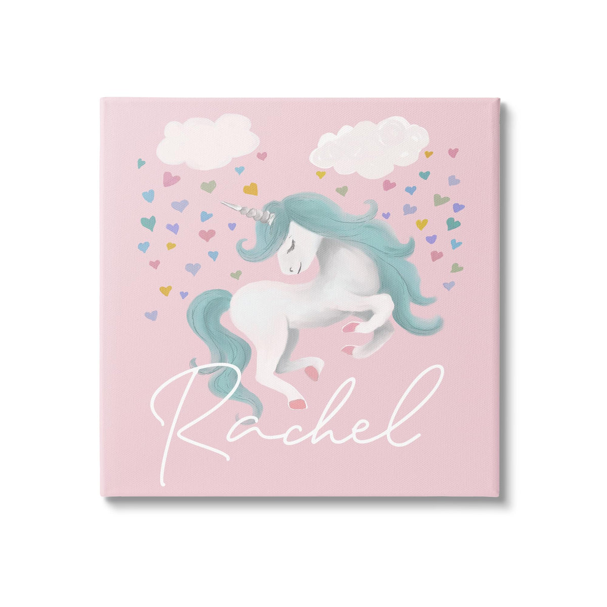 Stupell Industries Girls Pastel Unicorn & Clouds Personalized Canvas Wall Art by Elizabeth Medley